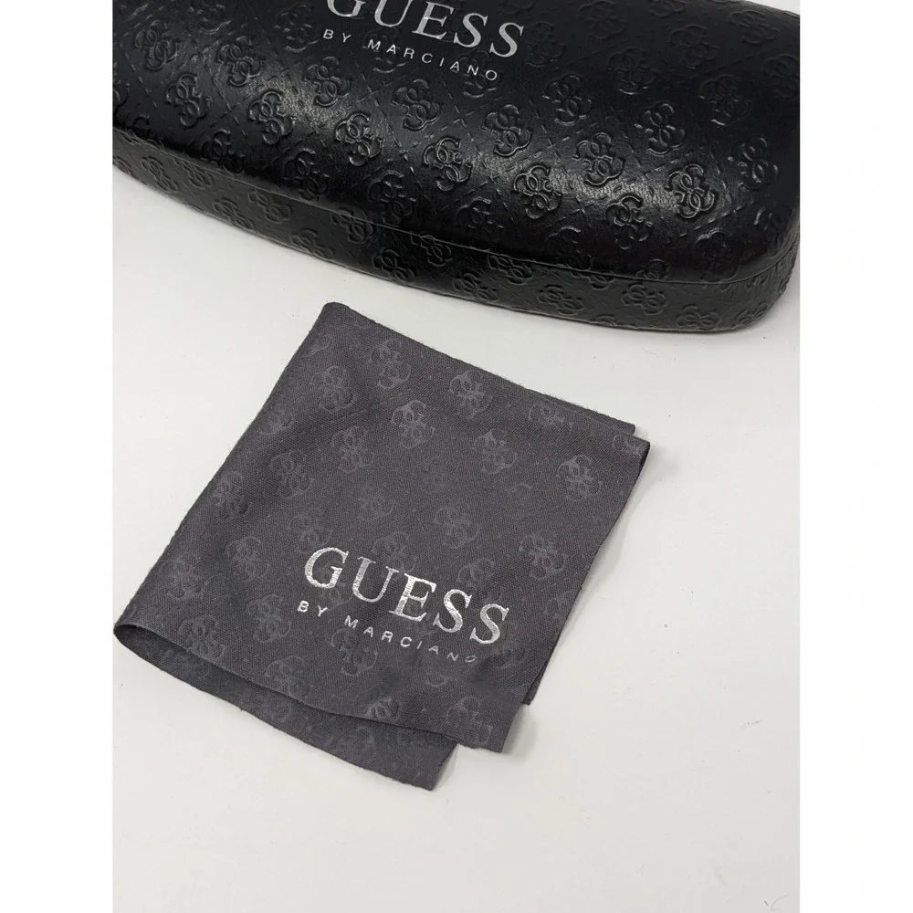 Guess By Marciano Black Leather Hard Shell Sunglass‎ Case Pouch & Cloth